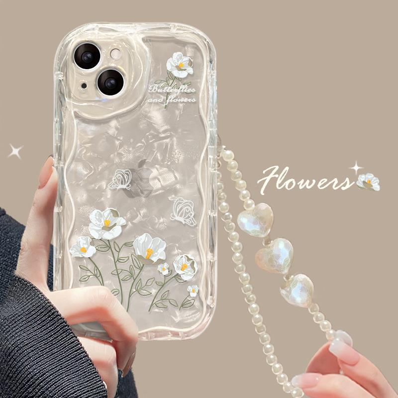Floral Line Art Bracelet Clear Silicone Phone Case