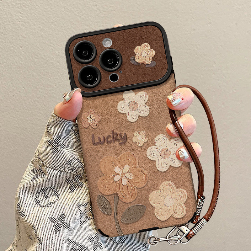 Oil Painting Floral Lanyard Silicone Phone Case