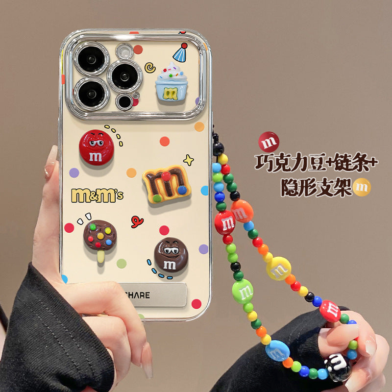 3D Cartoon M-Bean Bracelet Electroplated Phone Case