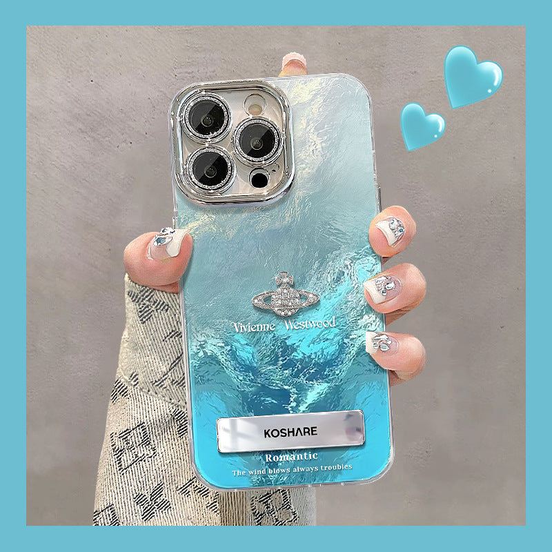 Blue Gradient 3D Planet Foil Texture Phone Case